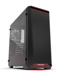 Phanteks Eclipse P400 Black/Red Tempered Glass- RGB illumination Mid-Tower Case